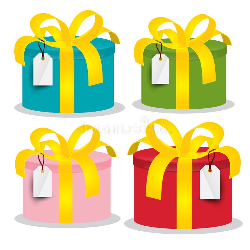 Colorful Paper Gift Boxes Set Isolated Stock Vector Illustration of