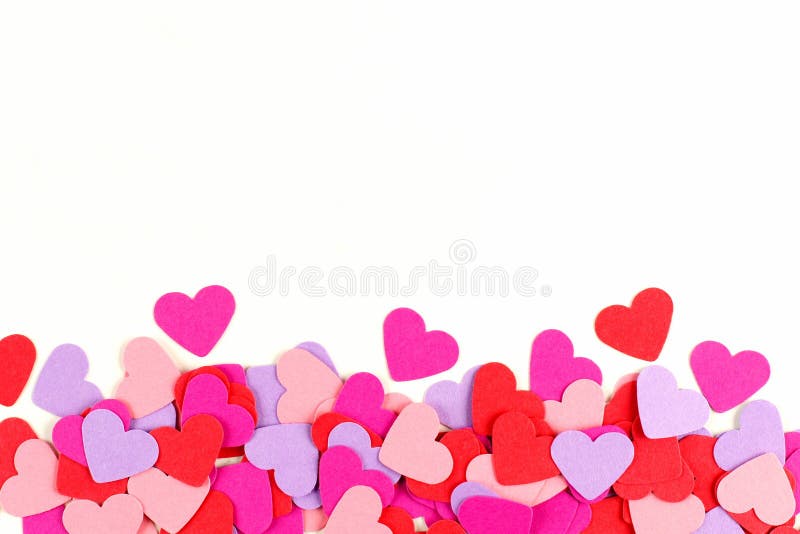 Colorful paper hearts border stock photo