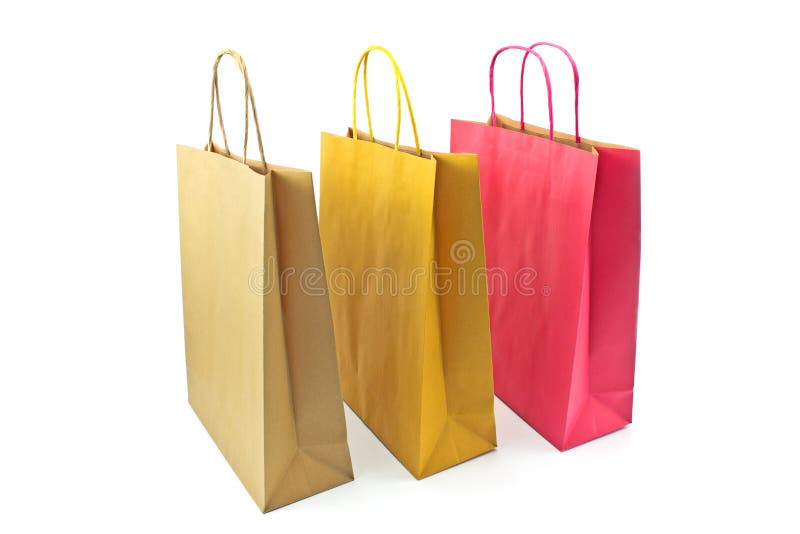Colorful Paper Shopping Bags Stock Photo - Image of retail, isolated ...