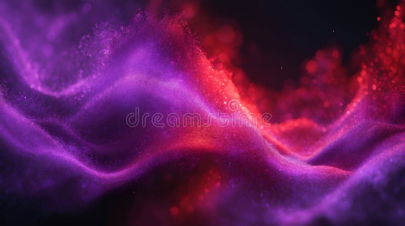 Colorful particles dancing, forming dynamic abstract landscape with flowing wave patterns royalty free stock photography