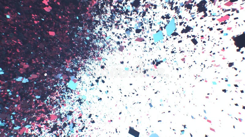 Colorful particles scattering in dynamic motion stock photos