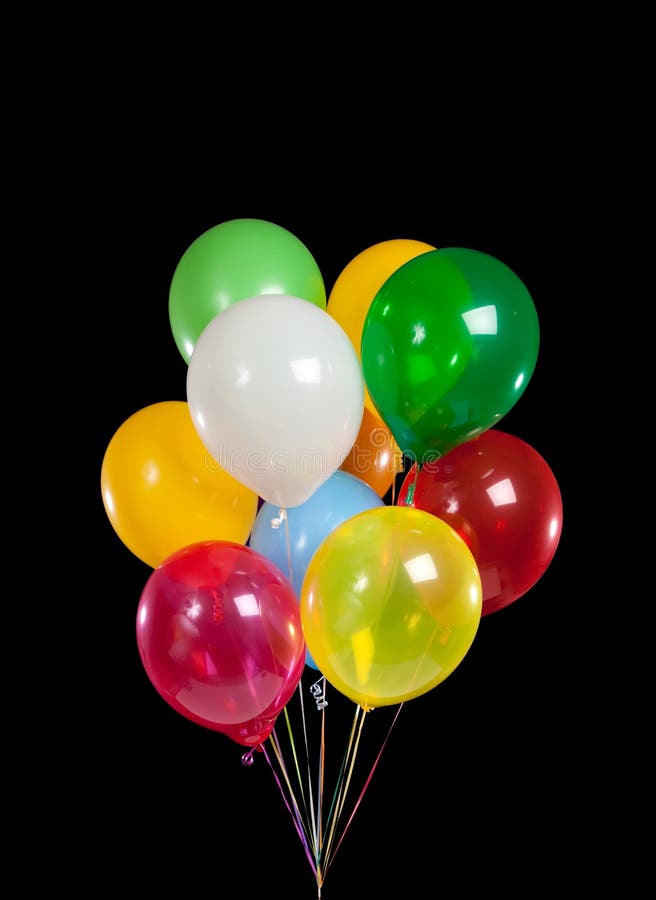 Colorful Party Balloons on Black Background Stock Image - Image of blue,  bouquet: 11153253