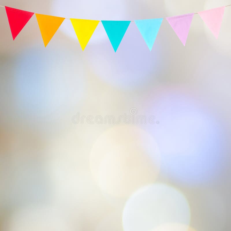 Colorful Party Flags Hanging on Blur Abstract Background, Birthday,  Anniversary, Celebrate Event, Festival Greeting Card Stock Image - Image of  celebrate, space: 124841223