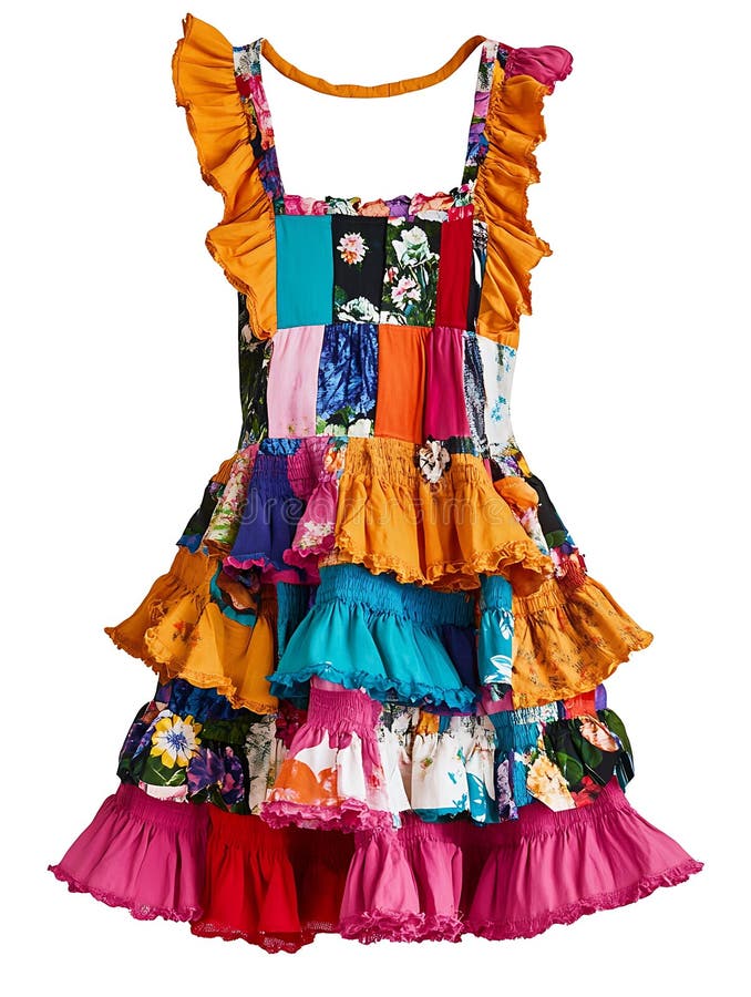 Vibrant Print Playful Ruffle Summer Dress Vibrant Print Playful Ruffle Summer Dress