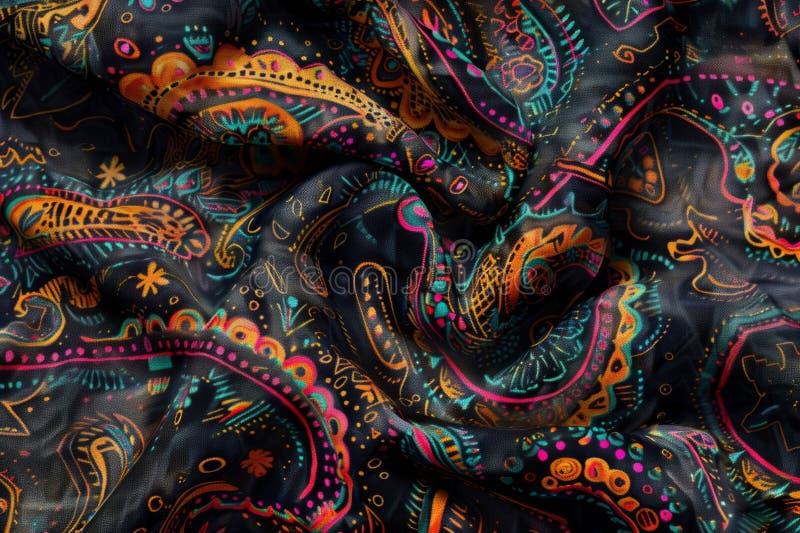 Colorful patchwork quilt featuring a variety of floral and geometric patterns. Eclectic, handmade textile concept stock images