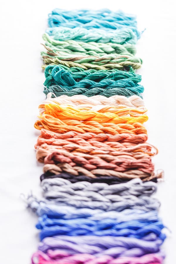 Colorful pattern background from embroidery thread stock photo