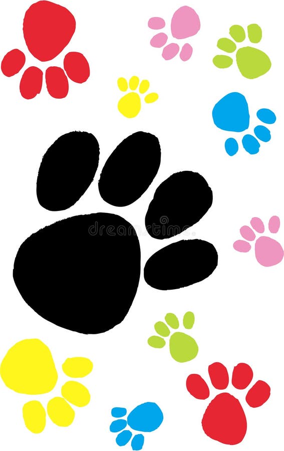 Colorful paw prints