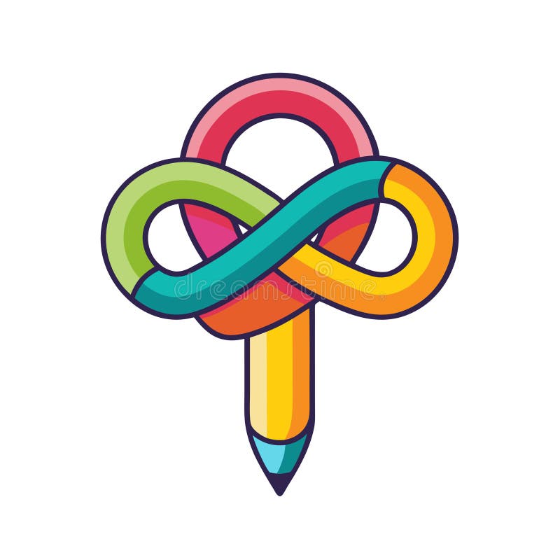 Colorful pencil design forming an infinity loop symbolizing creativity design and boundless imagination for creative projects ilustração do vetor