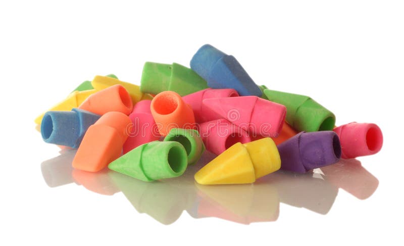 Colorful pencil eraser ends royalty free stock photos