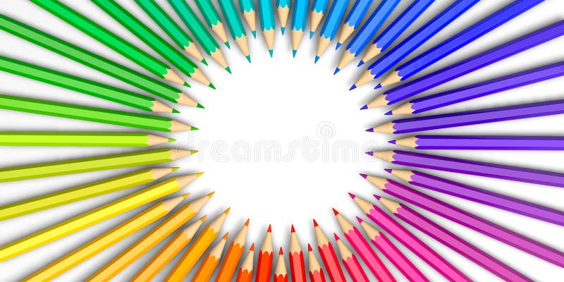 48 colorful pencils in circle