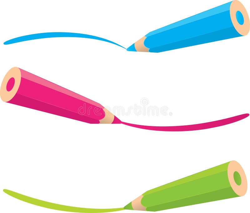 Colorful pencils drawing line