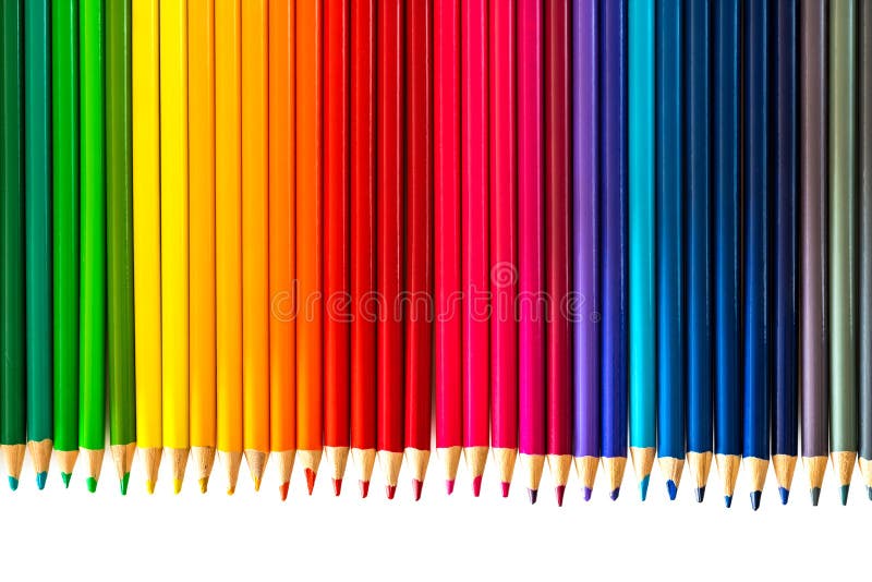 Colorful pencils on white background