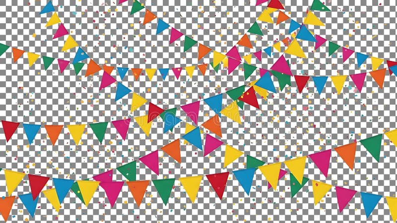 Colorful Pennant Flags on Checkered Background royalty free illustration
