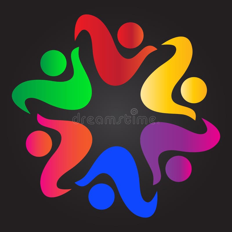 People logo vector illustration. colorful people union teamwork success education school kids circle abstract design. vector illustration