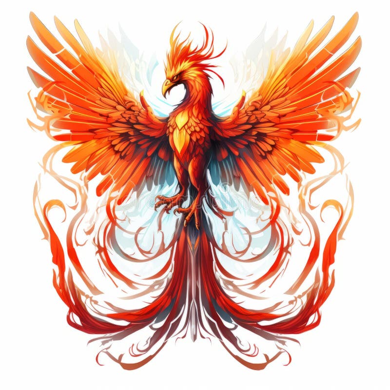 2d Phoenix Firebird Artwork on White Background Stock Illustration ...