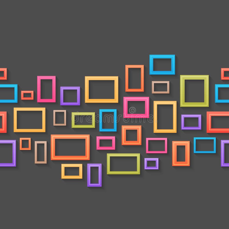 Colorful Picture Frames Seamless Background Stock Vector Illustration