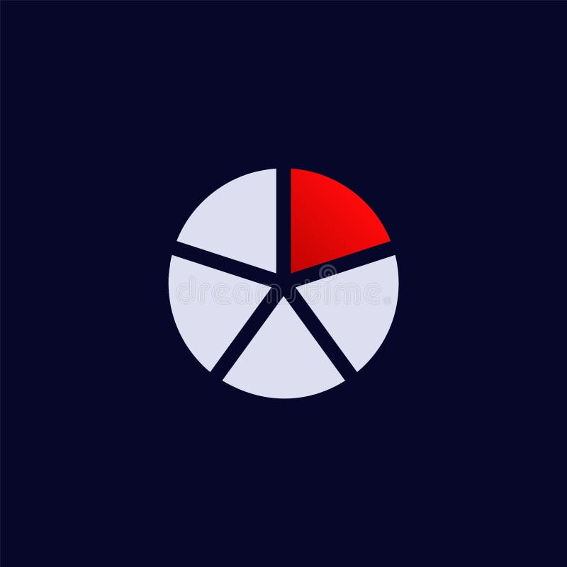 Colorful pie chart with one red segment and four gray segments in a circular design royalty free illustration