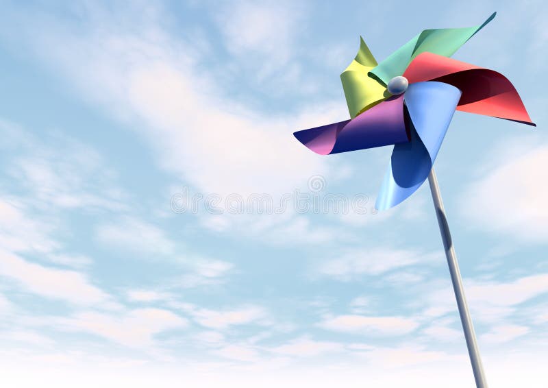 Colorful Pinwheel On Blue Sky Perspective