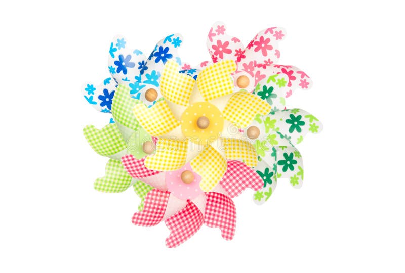 Colorful pinwheels on white royalty free stock photos