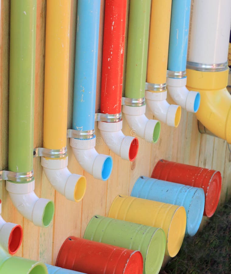 Colorful Pipes and Buckets stock photo. Image of mounted 29668390