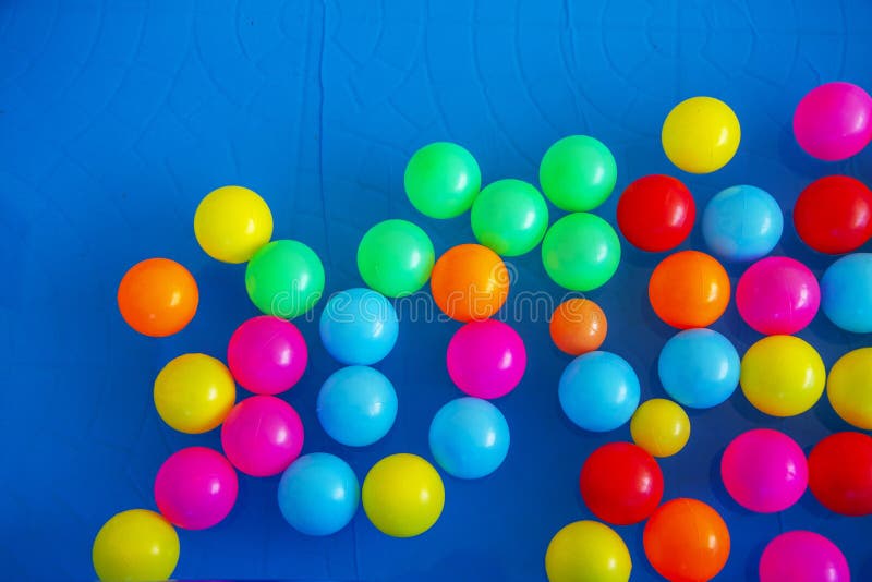 Colorful Plastic Balls on Rubber Childrens Pool Stock Image Image of