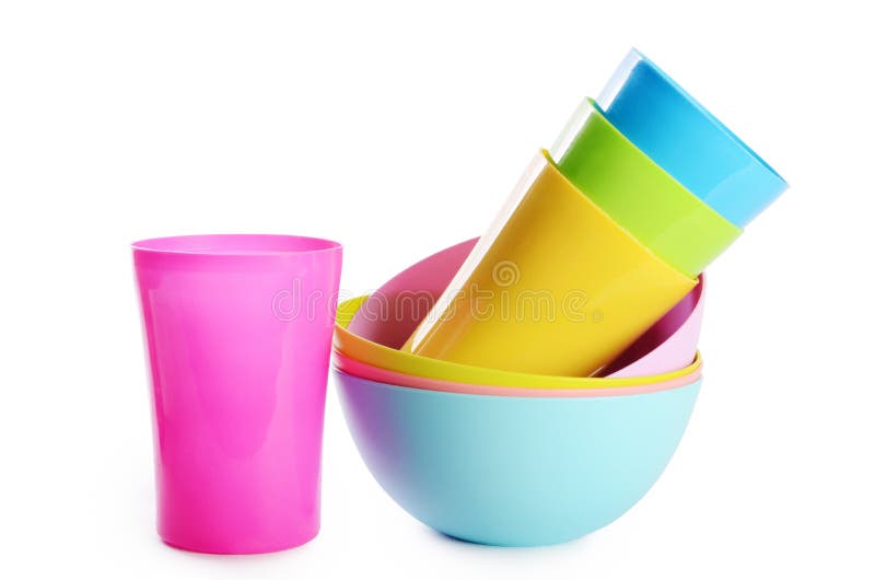 Colorful Plastic Cups and Plates Stock Photo Image of bright, cups