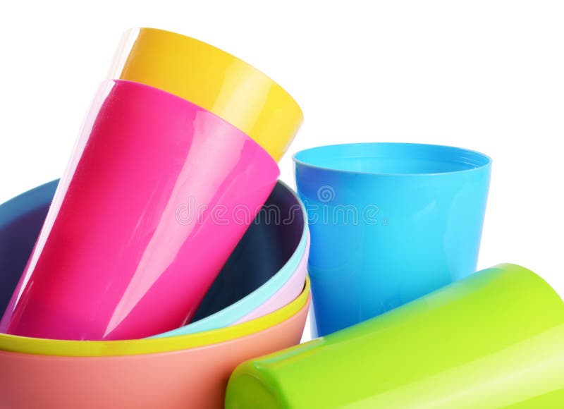 Colorful Plastic Cups and Plates Stock Image Image of blue