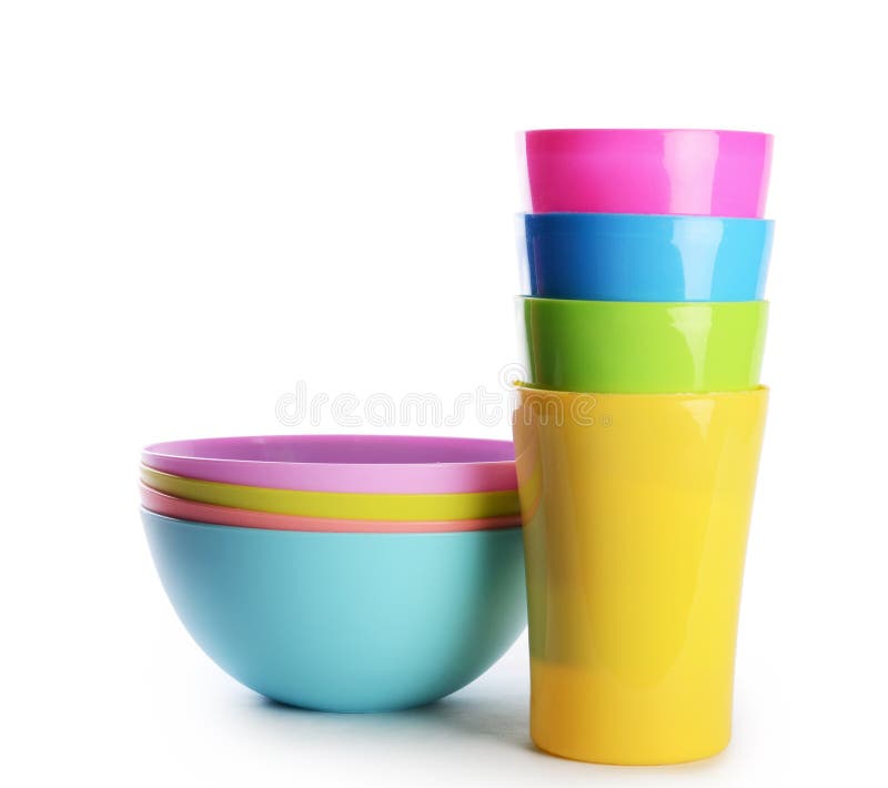 Colorful Plastic Cups and Plates Stock Photo Image of dishes
