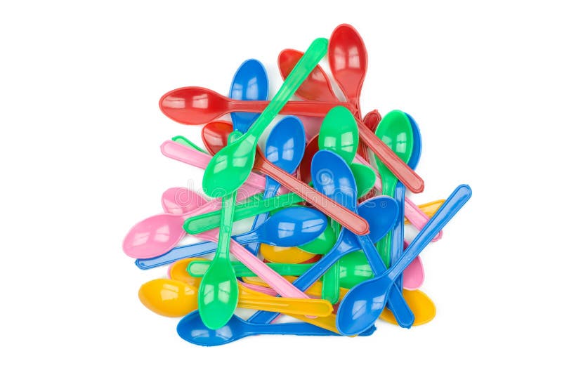 Colorful Plastic Spoons for Party Isolated on White Stock Photo Image of studio, blue 99686736
