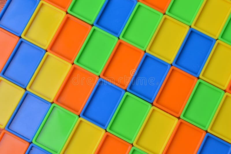 Colorful Plastic Toy Building Blocks. Game Structure for Development