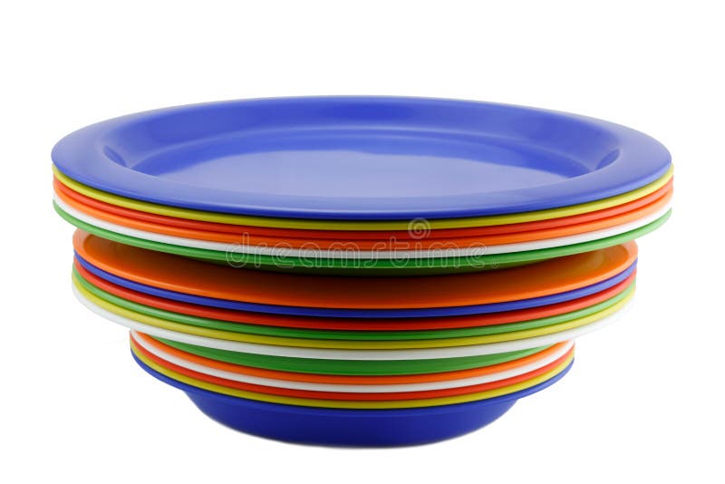 Colorful plates stacked stock photo. Image of colored 37906160
