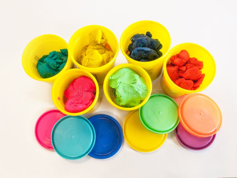 Colorful Play Dough in Yellow Can Stock Photo Image of skill, relish