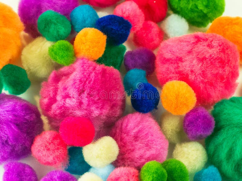 Pom Poms Blue, White, Pink and Red Highlights Stock Photo - Image of white,  pink: 197585694