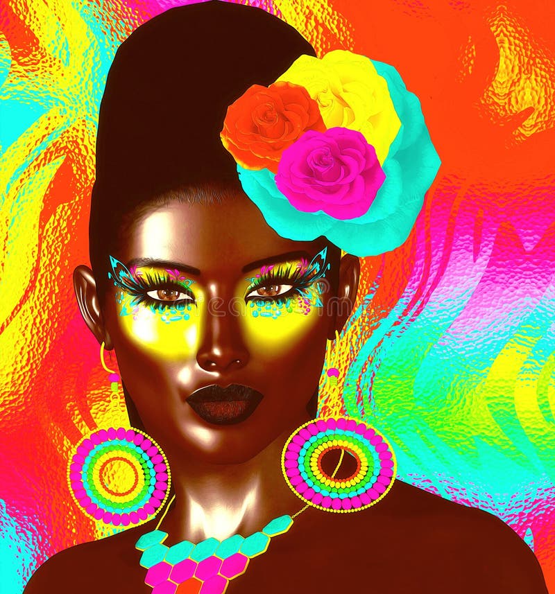 Colorful Pop Art Image of Woman`s Face with Flowers in Hair Stock Illustration - Illustration of hairstyle, flowers: 106004214 Colorful Pop Art Image of Woman`s Face with Flowers in Hair Stock Illustration - Illustration of hairstyle, flowers: 106004214