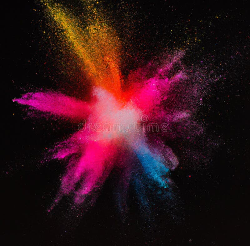 Colorful Powder Explosion on a Dark Background Stock Photo Image of