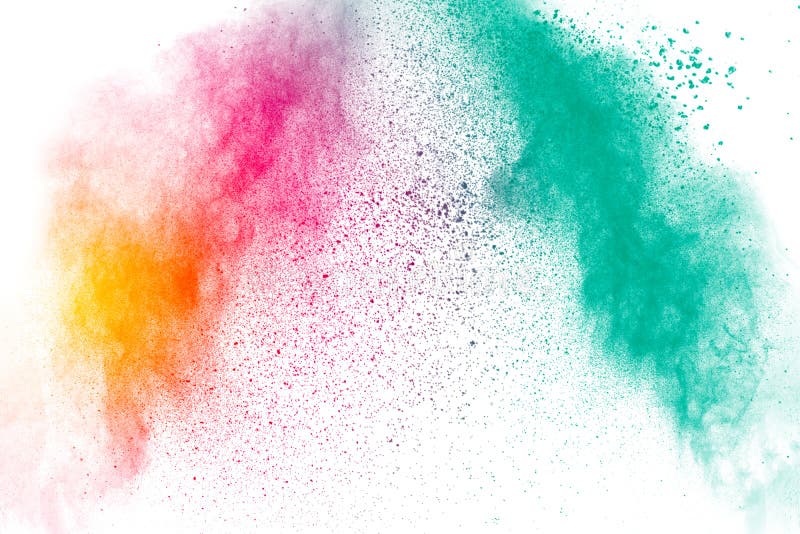 Colorful Powder Explosion On White Background Abstract Pastel Color