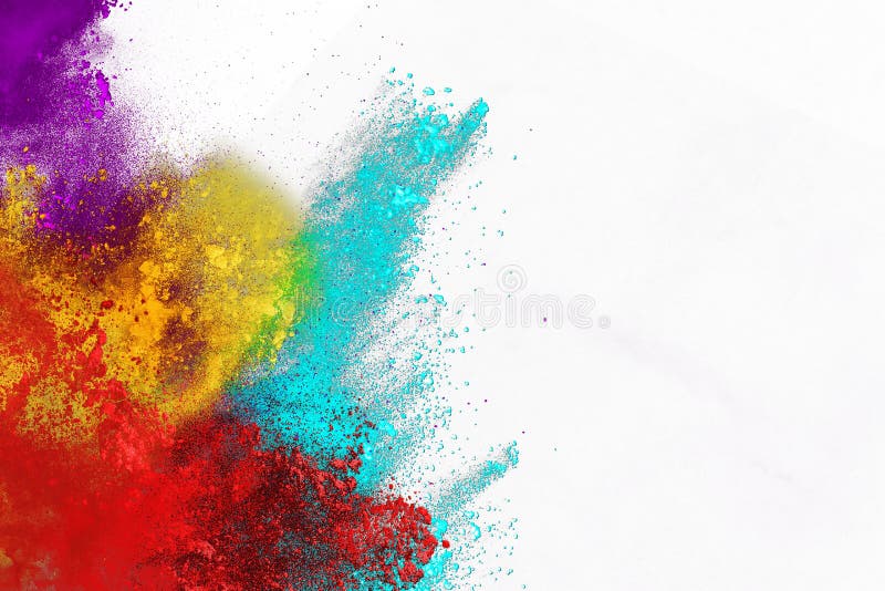 Colorful Powder Explosion on White Background. Stock Photo Image of