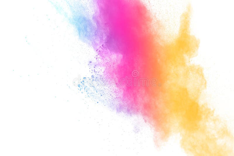 Colorful powder explosion on white background.Pastel color dust particle splashing royalty free stock photo Colorful powder explosion on white background.Pastel color dust particle splashing royalty free stock photo