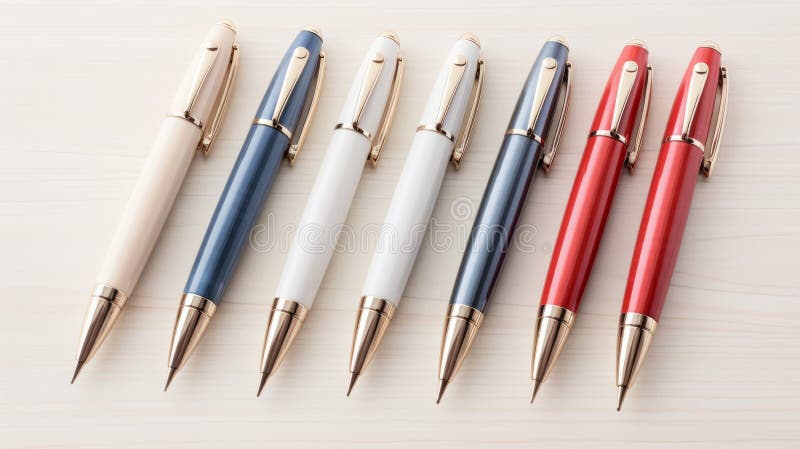 Set Of Five Multicolored Pens Stock Illustration - Download Image