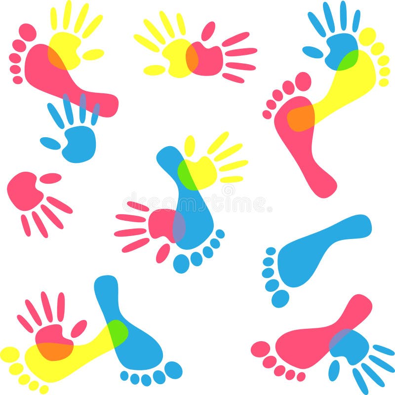 Hand and foot prints stock vector. Illustration of greeting 8982950