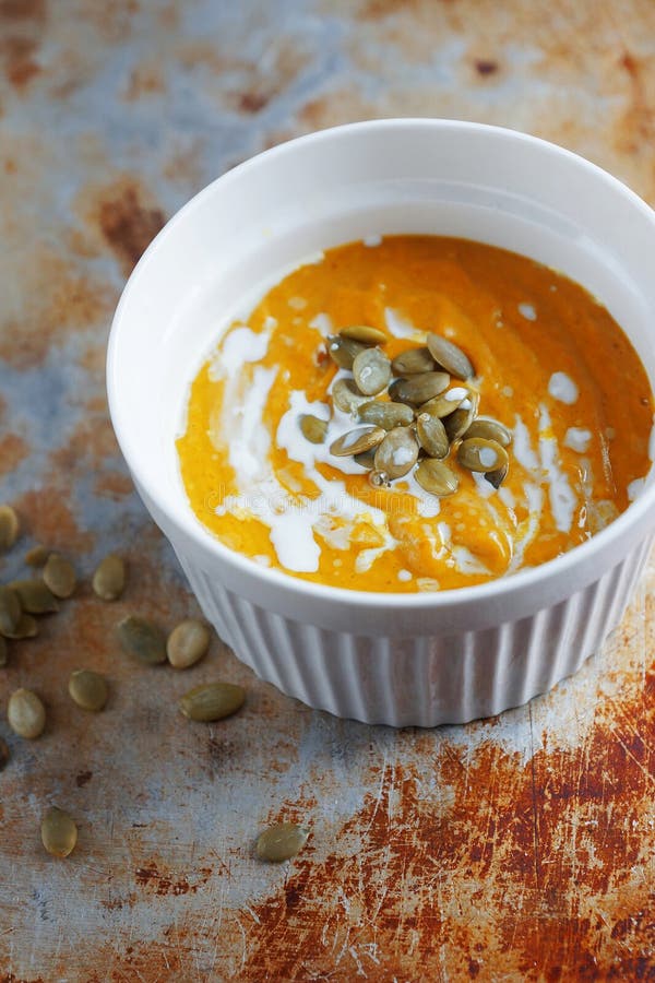 Colorful pumpkin soup