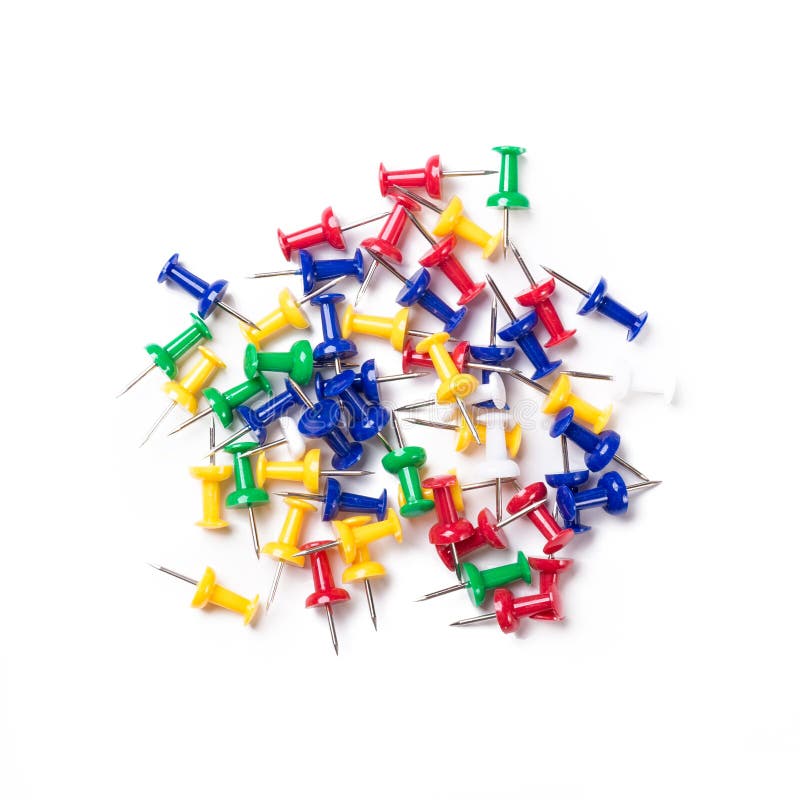 Colorful push pins on white background stock images Colorful push pins on white background stock images