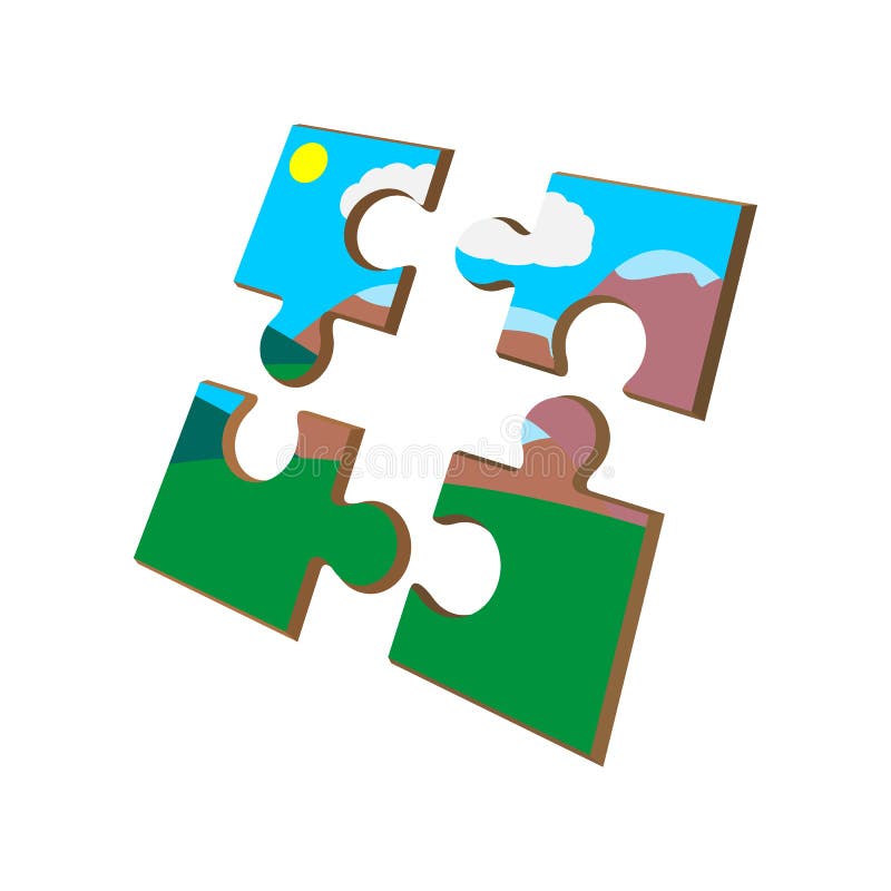 Colorful puzzle cartoon icon royalty free illustration