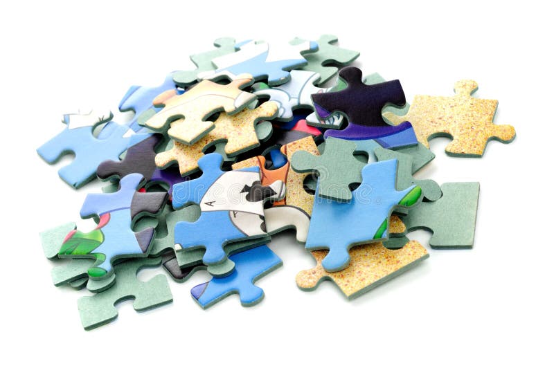 Colorful puzzle isolated on white stock photos
