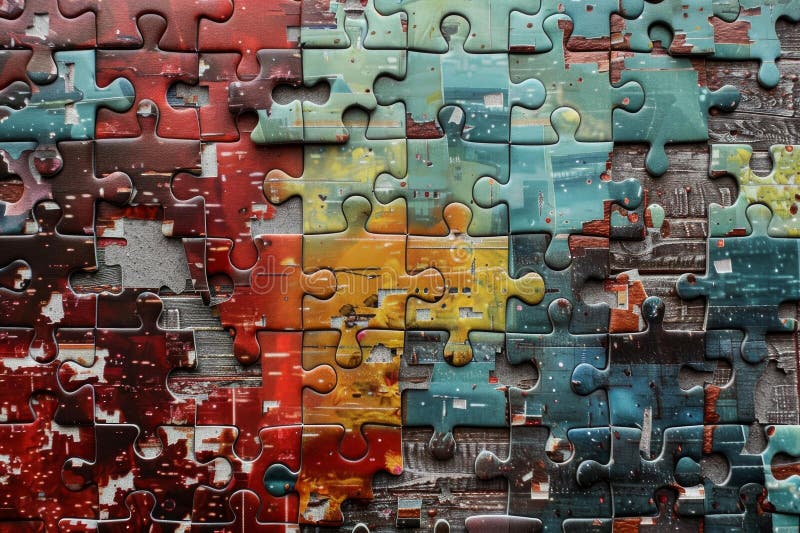 Colorful puzzle showing concept of problem solving, teamwork and challenge stock photography