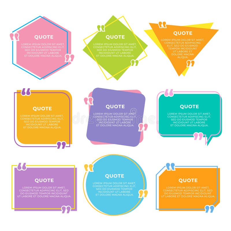 Colorful Quote Box in Gradient Color Template Stock Vector