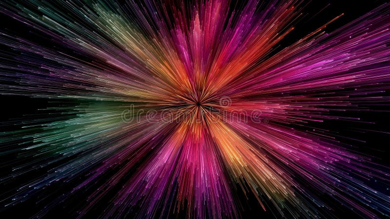 Colorful Radial Burst of Light and Particles stock image