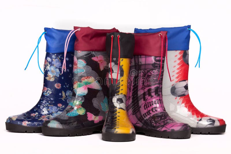 colorful rain boots