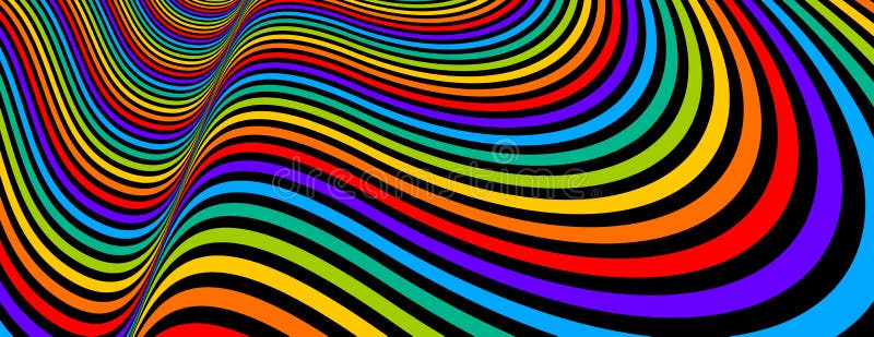 Colorful Rainbow Abstract Vector Lines Psychedelic Optical ...