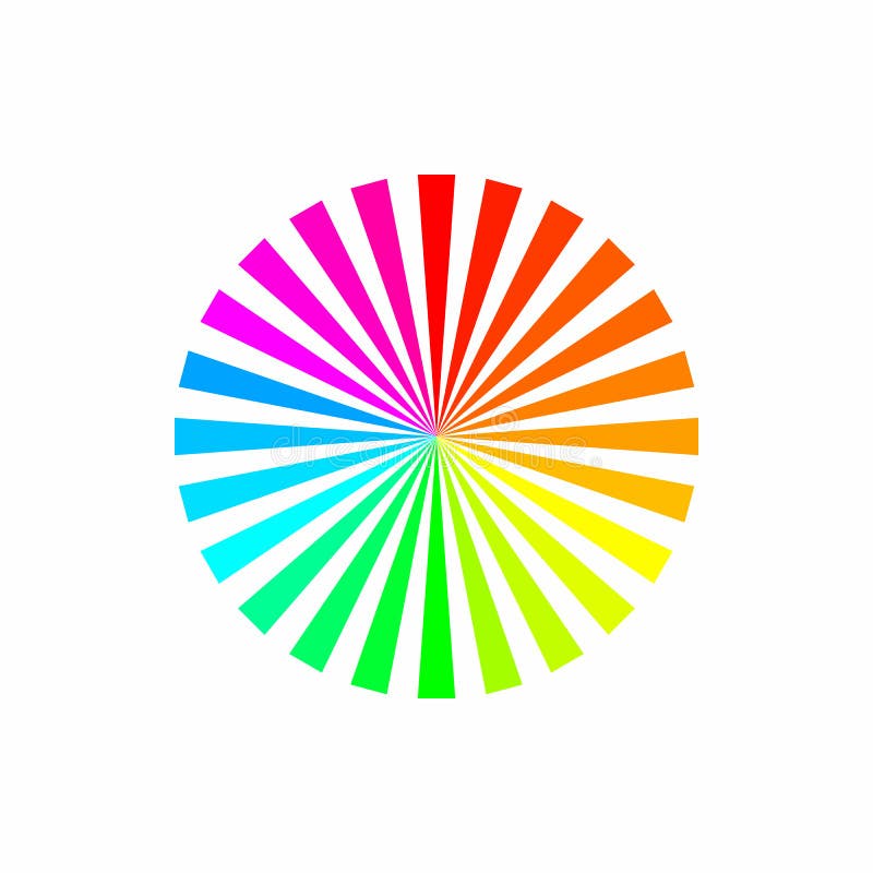 Colorful rainbow color abstract sunburst circle pattern on white background. stock illustration Colorful rainbow color abstract sunburst circle pattern on white background. stock illustration